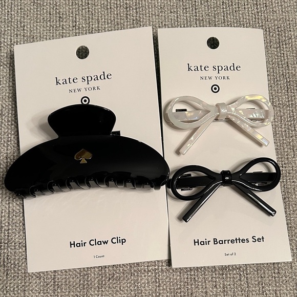 Set of 2: Kate Spade x Target Black Hair Claw Clip + 2 Bow Barrettes, NWT - Picture 1 of 6